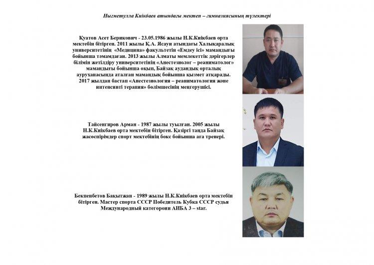 Нығметулла Киікбаев атындағы мектеп – гимназиясының түлектері